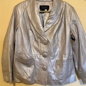 Vintage 100%leather Abrand Metallic Silver Blazer